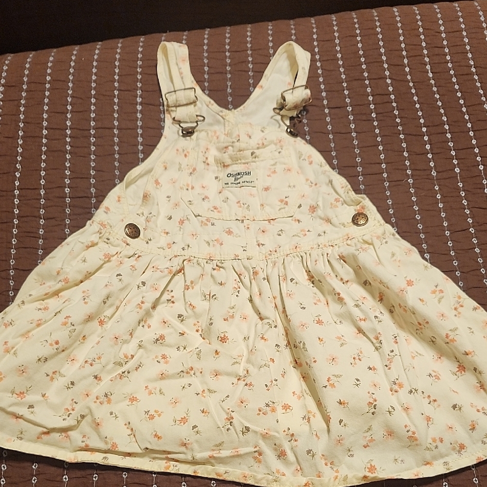 OshKosh B'gosh Cream Floral Overall Top  Or Dress